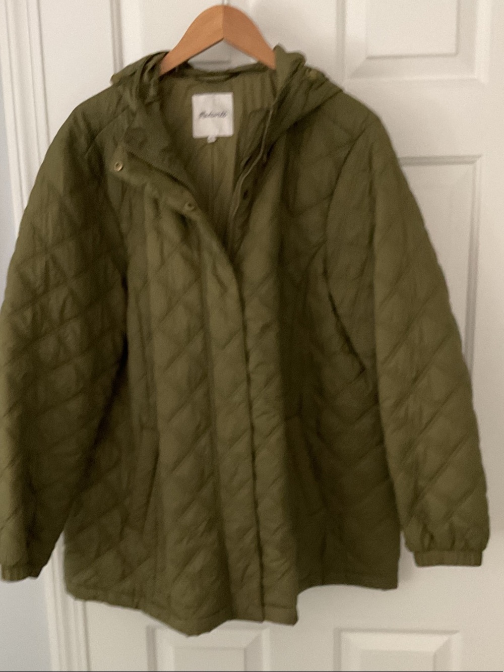Madewell Olive Green Quilted Hooded Puffer Coat